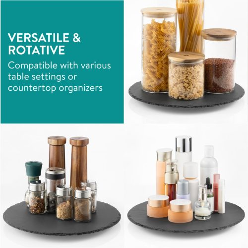 Platou rotativ din ardezie Navaris, 33 cm, rotire lina, NAV000015BI002C