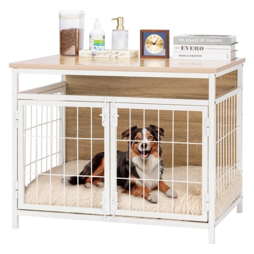 Culcus pentru caini cu masa Navaris, 80x56x63.5 cm, lemn/plastic, NAV000025VN001C