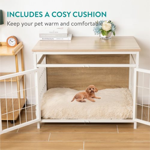 Culcus pentru caini cu masa Navaris, 80x56x63.5 cm, lemn/plastic, NAV000025VN001C