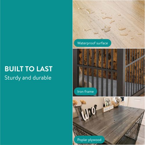 Culcus pentru caini cu masa Navaris, 80x56x63.5 cm, lemn/plastic, NAV000025VN001C