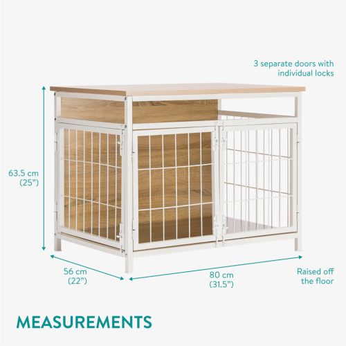 Culcus pentru caini cu masa Navaris, 80x56x63.5 cm, lemn/plastic, NAV000025VN001C