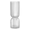 Vaza decorativa ribbed Navaris, forma rotunda, 35x14x14 cm, sticla groasa, pentru flori, gri, sticla