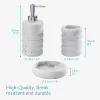Set 3 accesorii baie Navaris, polirasina, Ripple, suport periute, dozator si savoniera, alb, rasina