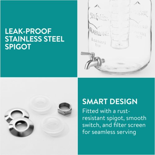 Dozator bauturi Navaris, 8L, robinet inox, infuzor fructe si insertie gheata, NAV000011FD002C