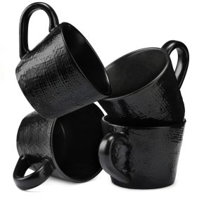   Set 4 Cani Navaris Linen Artisan, 350ml, 4 piese, negru, ceramica, NAV001WX8DR029C
