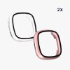 Zestaw 2 osłon Kwmobile ze szkłem ochronnym do Fitbit Versa 4/Sense 2, przezroczysty/różowy, plastikowy, KWM000024UJ003C