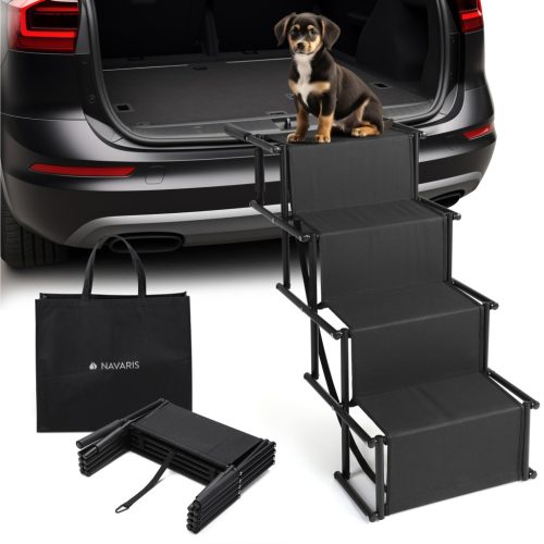 Scari pliabile auto pentru caini Navaris, 4 trepte, 107x76x47 cm, cu geanta, NAV0000272B001C