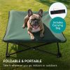 Pat ridicat pentru caini Navaris, 70 x 70 cm, cu geanta, gri, poliester, NAV0000272E001C