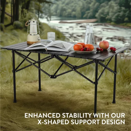 Masa pliabila Navaris din aluminiu, 95x55 cm, versatila, negru, NAV0000272F001C