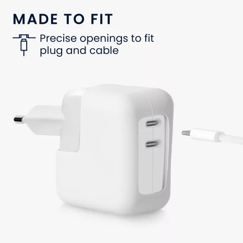 Osłona ładowarki Kwmobile do zasilacza Apple 35 W z podwójnym USB-C, biała, silikonowa, KWM000024YY001C