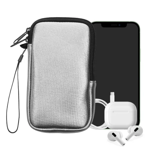 Uniwersalne etui na telefon Kwmobile, rozmiar M - 5,5 cala, srebrne, neoprenowe, KWM0000099O170C