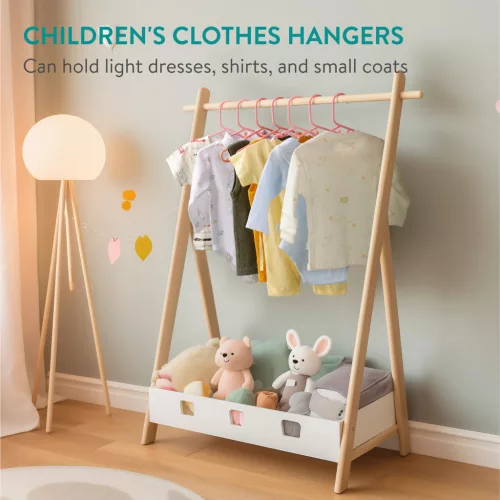 Set 20 umerase copii Navaris, 29x17x1 cm, antiderapant, economisire spatiu, roz, plastic