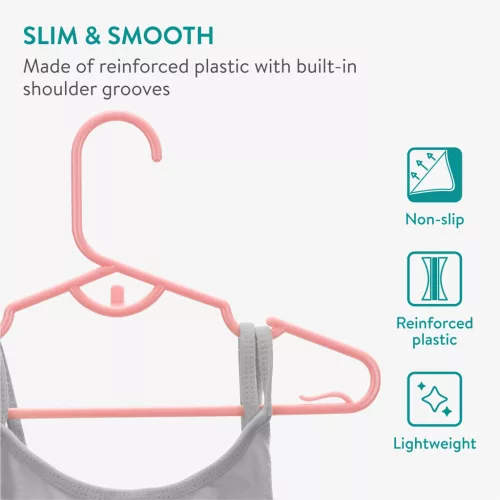 Set 20 umerase copii Navaris, 29x17x1 cm, antiderapant, economisire spatiu, roz, plastic