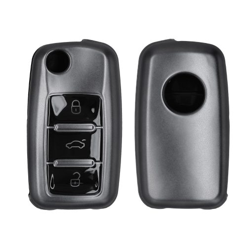 Kwmobile Osłona kluczyka do samochodu Skoda/Seat 3 przyciski, szara/czarna, silikon, KWM000009SP018C