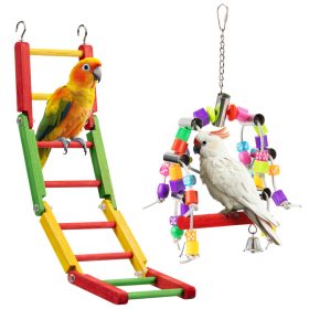   Set jucarii papagali Navaris, 2 piese, leagan si scara, lemn de plop, NAV0000273T001C