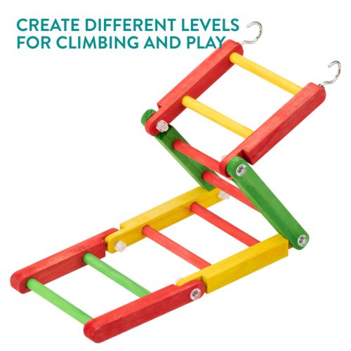 Set jucarii papagali Navaris, 2 piese, leagan si scara, lemn de plop, NAV0000273T001C