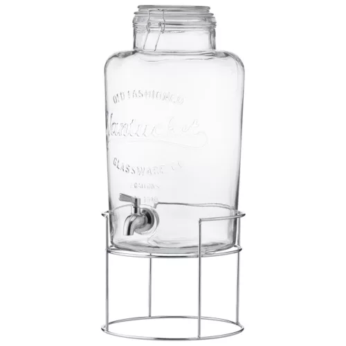 Dozator bauturi Navaris, 8L, cu stand metalic si robinet inox, sticla, NAV0000111Q002C
