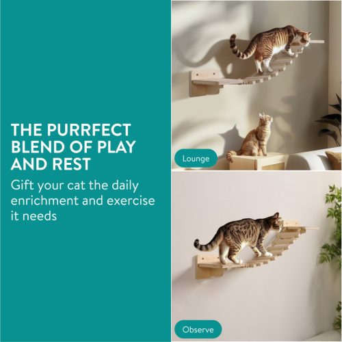 Pod suspendat de perete Navaris pentru pisici, cu platforme conectate, NAV0000278A001C