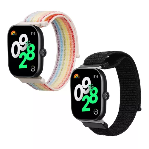 Zestaw 2 pasków Kwmobile do zegarka Xiaomi Redmi 4 / Band 8 Pro, czarny/wielokolorowy, nylonowy, KWM000025BE001C