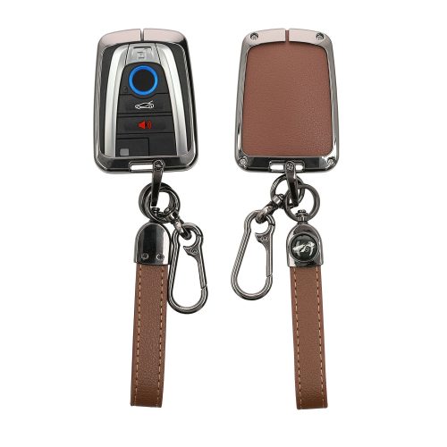 Etui na kluczyk samochodowy Kwmobile do BMW 4 przyciski - inteligentny kluczyk, brązowy/szary, cynk, KWM000025BX001C