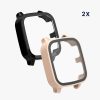 Zestaw 2 osłon Kwmobile ze szkłem ochronnym do Garmin Venu Sq 2 Music, czarno-różowy, plastikowy, KWM000024ZF005C