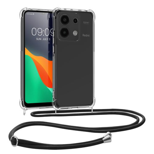 Etui Kwmobile ze smyczą do Xiaomi Redmi Note 13, przezroczyste/czarne, silikonowe, KWM000020MV001C
