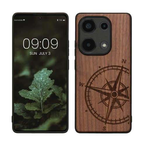 Etui Kwmobile do Xiaomi Redmi Note 13 Pro, brązowe, drewno/silikon, KWM000020NA001C