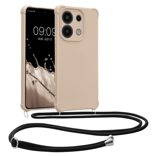 Etui Kwmobile ze smyczą do Xiaomi Redmi Note 13, kremowe, silikonowe, KWM000020NE002C