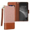 Etui Kwmobile do Google Pixel 4a, jasnoróżowe/brązowe, tekstylne/silikonowe, KWM000020NP001C