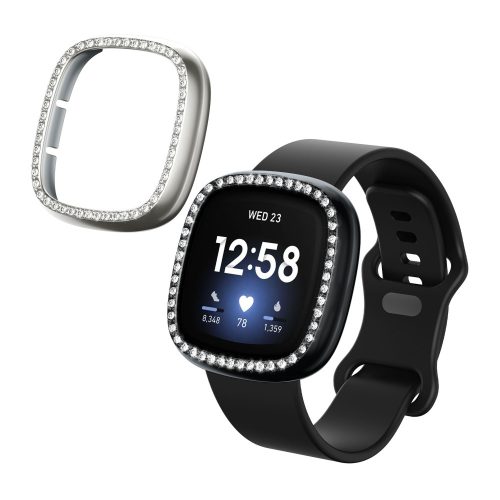 Zestaw 2 etui Kwmobile do Fitbit Versa 3/Sense, czarny/srebrny, plastikowy, KWM000024ZI002C