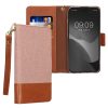 Etui Kwmobile do Apple iPhone 15 Pro Max, jasnoróżowe/brązowe, materiał tekstylny/silikon, KWM000022RM001C