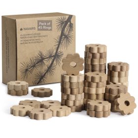   Set 45 Inele Navaris, design floare, protectie haine, lemn cedru, NAV0000101Q003C