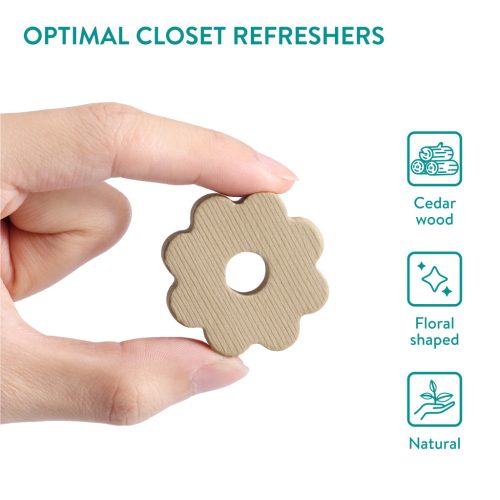 Set 45 Inele Navaris, design floare, protectie haine, lemn cedru, NAV0000101Q003C