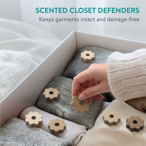 Set 45 Inele Navaris, design floare, protectie haine, lemn cedru, NAV0000101Q003C