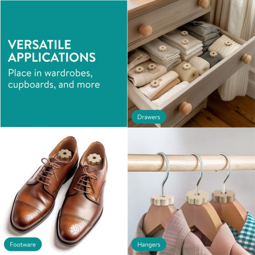 Set 45 Inele Navaris, design floare, protectie haine, lemn cedru, NAV0000101Q003C