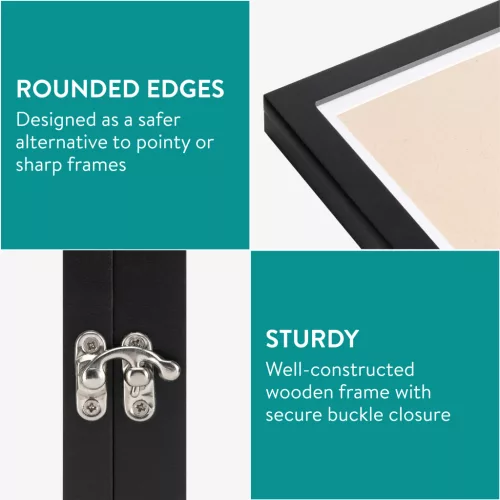 Set 2 rame foto Navaris, deschidere frontala, format A4, schimbare rapida, negru, plastic