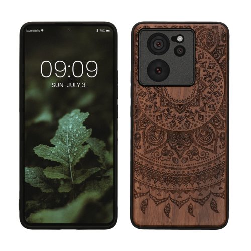 Etui Kwmobile do Xiaomi 13T/13T Pro, brązowe, drewno/silikon, KWM000020IR005C