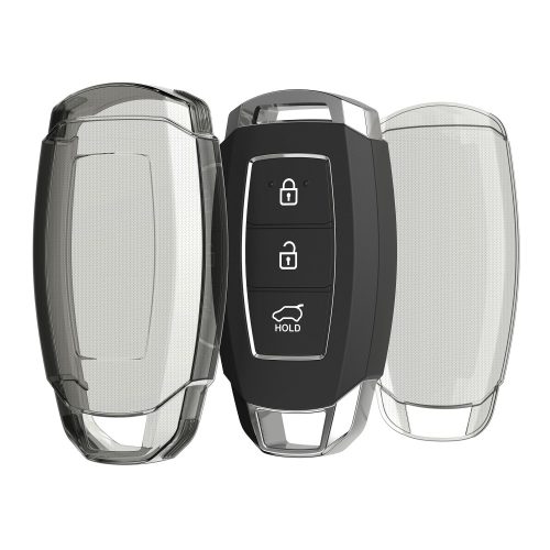 Kwmobile Osłona kluczyka do samochodu Hyundai 3 przyciski - Keyless Go, przezroczysta/czarna, silikon, KWM000025JI001C
