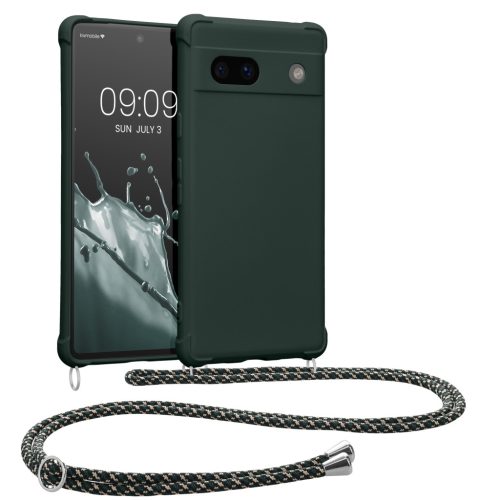 Etui Kwmobile ze smyczą do Google Pixel 7a, ciemnozielone, silikonowe, KWM000019YH008C