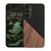 Etui Kwmobile do Samsung Galaxy A25, Brązowy/Czarny, Drewno/Silikon, KWM000021QX001C