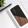 Etui Kwmobile do Samsung Galaxy A25, Brązowy/Czarny, Drewno/Silikon, KWM000021QX001C