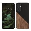 Etui Kwmobile do Samsung Galaxy A55 5G, Brązowy/Czarny, Drewno/Silikon, KWM000021QZ001C