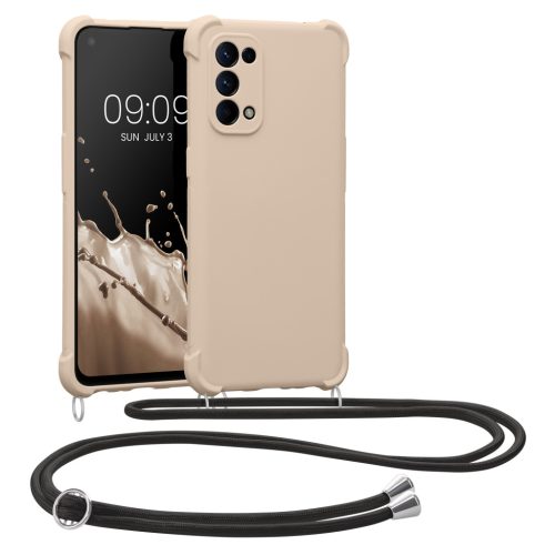 Etui Kwmobile ze smyczą do OPPO Find X3 Lite, kremowe, silikonowe, KWM0000166O010C