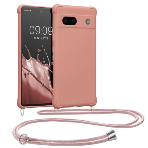 Etui Kwmobile ze smyczą do Google Pixel 7a, różowe, silikonowe, KWM000019YH009C