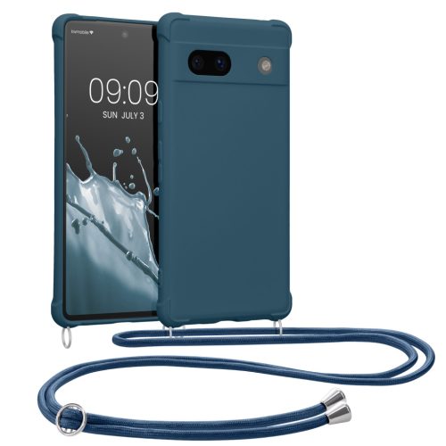 Etui Kwmobile ze smyczą do Google Pixel 7a, ciemnoniebieski, silikon, KWM000019YH010C