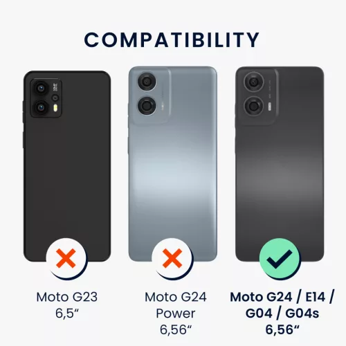 Etui Kwmobile do Motoroli Moto G24/Moto E14/Moto G04, Brązowy/Czarny, Drewno/Silikon, KWM000022RR001C