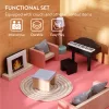 Set 11 piese mobilier casuta de papusi Navaris, compatibil universal, multicolor, MDF/lemn