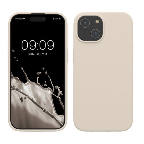Etui Kwmobile do Apple iPhone 15, kremowe, silikonowe, KWM000020CA009C