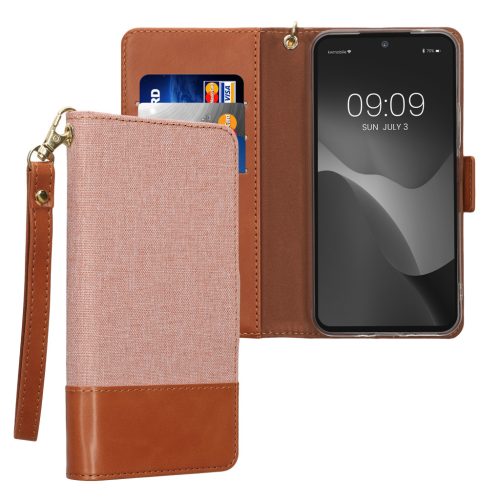 Etui Kwmobile do Samsung Galaxy A54 5G, jasnoróżowe/brązowe, tekstylne/silikonowe, KWM000021RZ001C