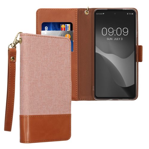 Etui Kwmobile do Samsung Galaxy A53 5G, jasnoróżowe/brązowe, tekstylne/silikonowe, KWM000021SA001C